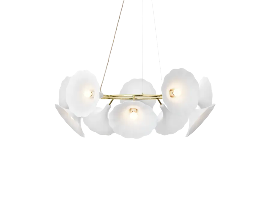 Plafondlamp Petalii 10 - White - Polished brass