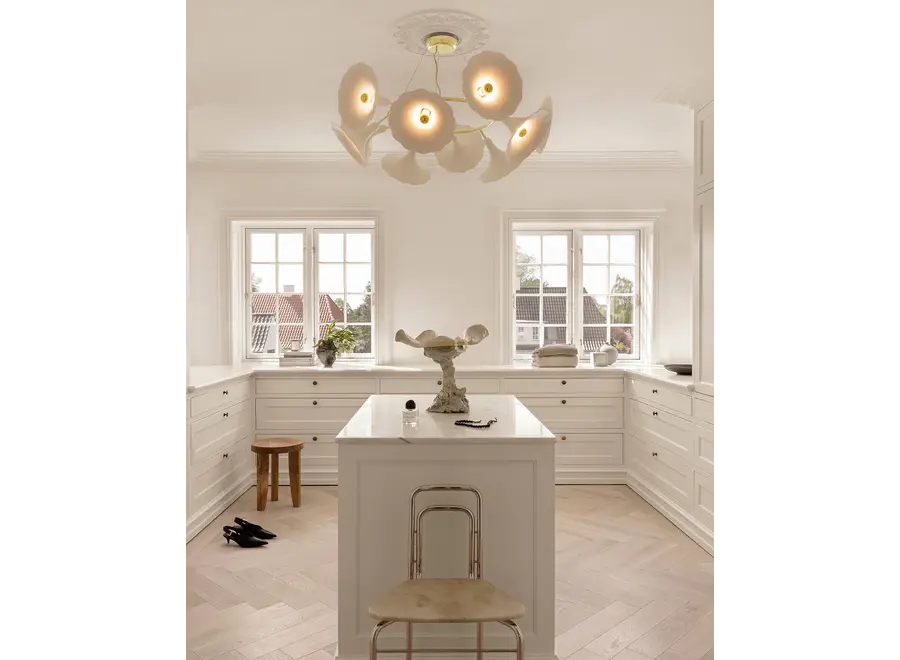 Plafonnier Petalii 10 - White - Polished brass