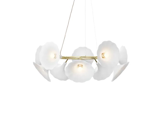 Deckenleuchte Petalii 10 - White - Polished brass