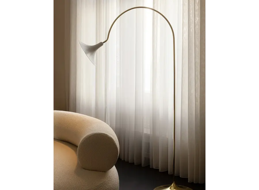 Vloerlamp Petalii Floor - White - Polished brass