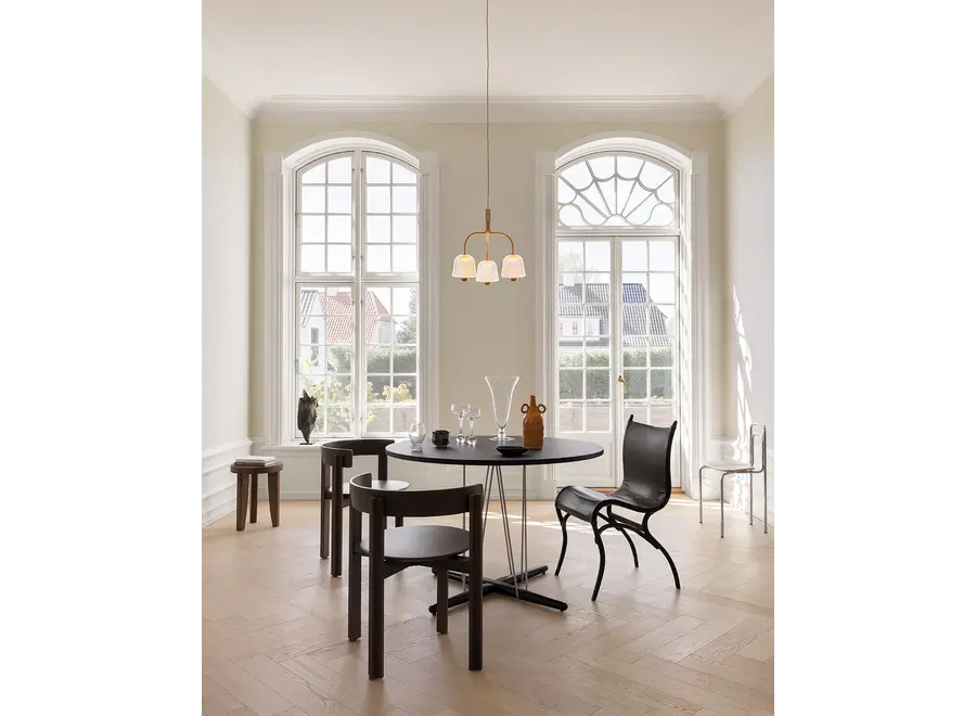 Pendant lamp Asteea 3 - Satin brass - Ripple clear