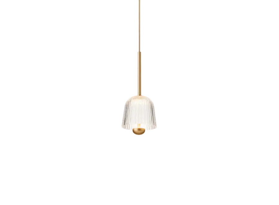 Hängelampe Asteea 1 - Satin brass - Ripple clear