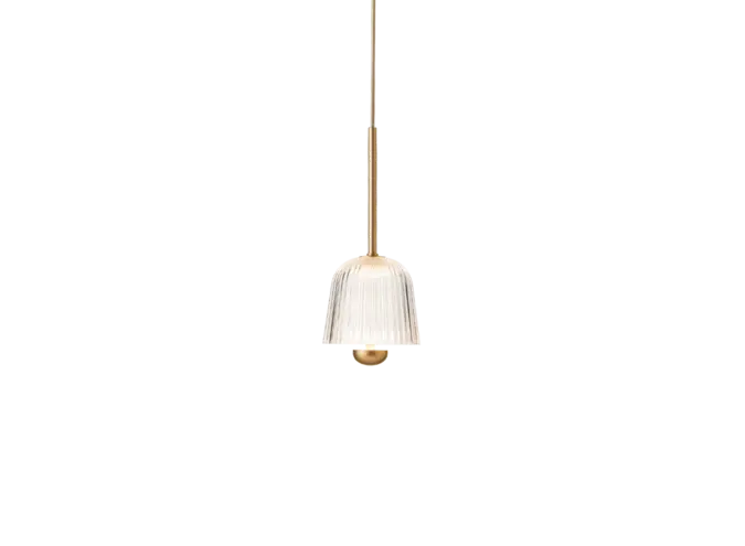 Pendant lamp Asteea 1 - Satin brass - Ripple clear