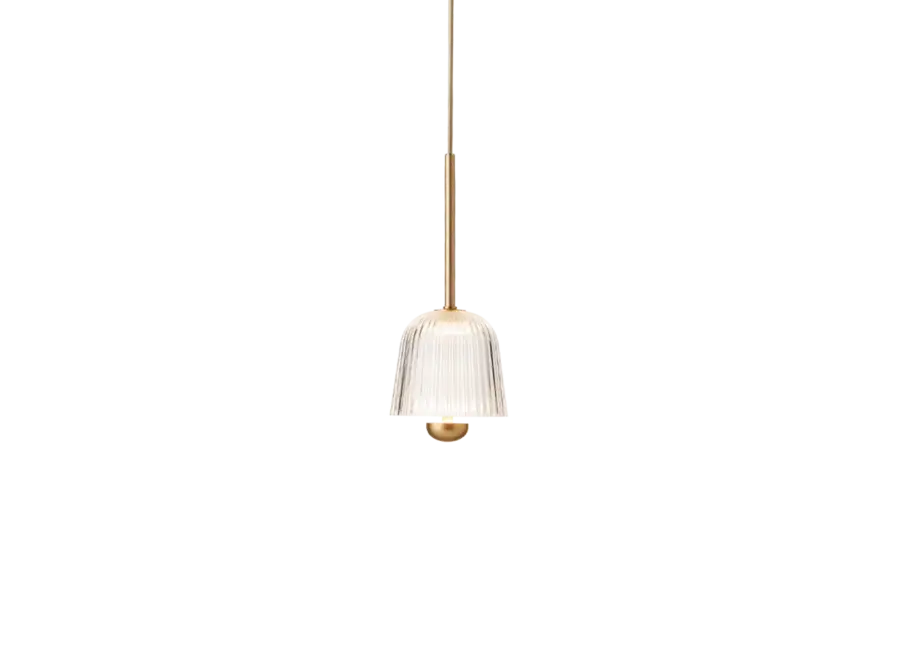 Pendant lamp Asteea 1 - Satin brass - Ripple clear