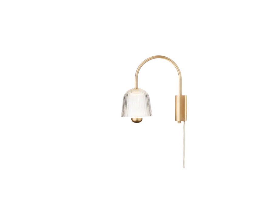 Wandlamp Asteea Wall - Satin brass - Ripple clear