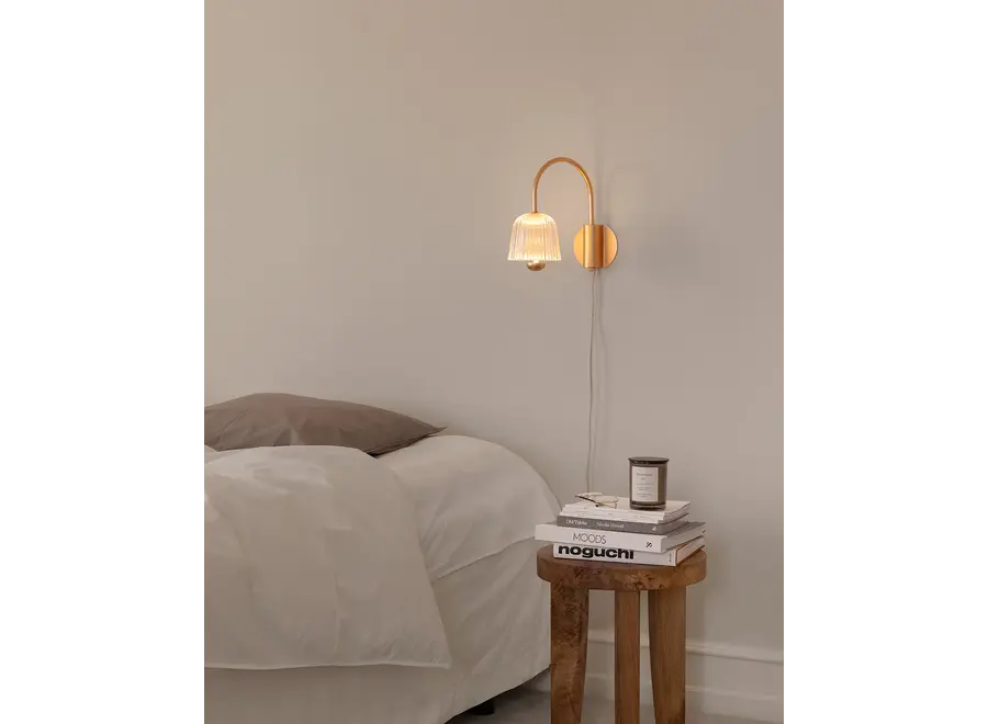 Wall Lamp Asteea Wall - Satin brass - Ripple clear