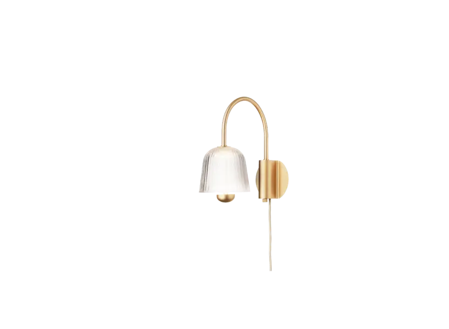 Wandleuchte Asteea Wall - Satin brass - Ripple clear