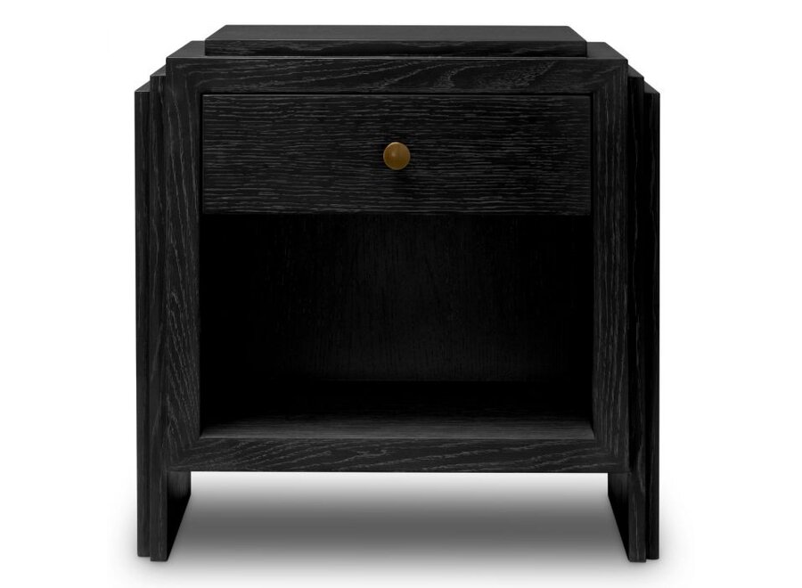Bedside table 'ArtDeco' - Charcoal grey oak veneer