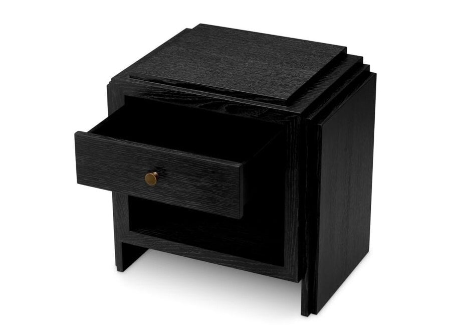 Nachttisch 'ArtDeco' - Charcoal grey oak veneer