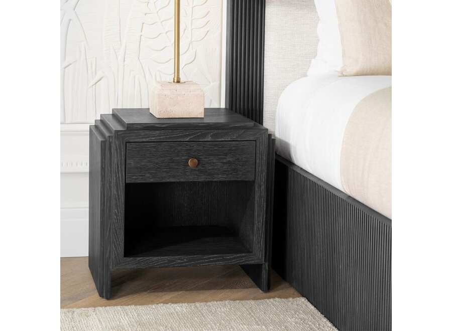 Table de Chevet 'ArtDeco' - Charcoal grey oak veneer