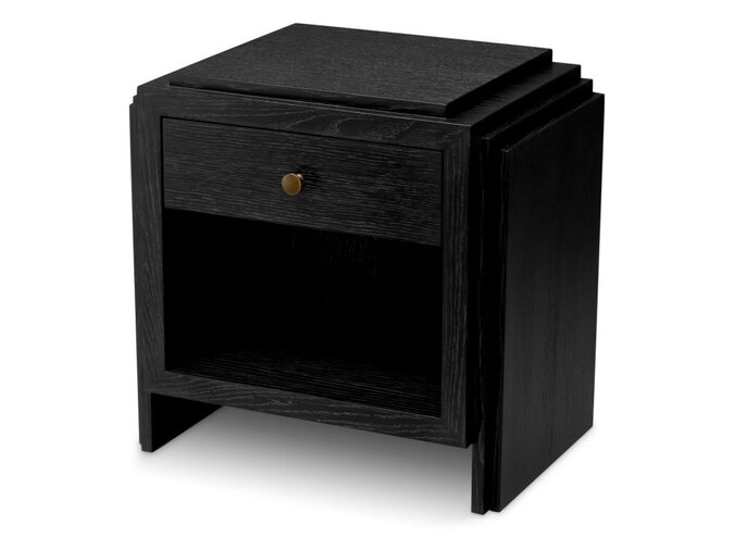 Bedside table ArtDeco - Charcoal grey oak veneer