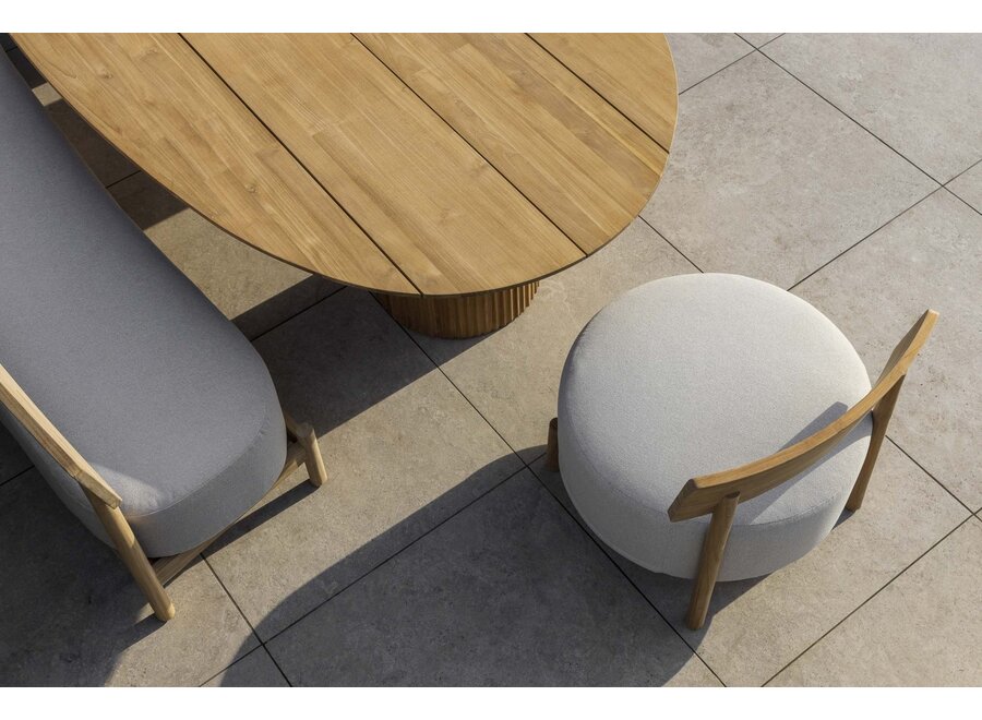 Low dining chair 'Murano' - Teak - Sand