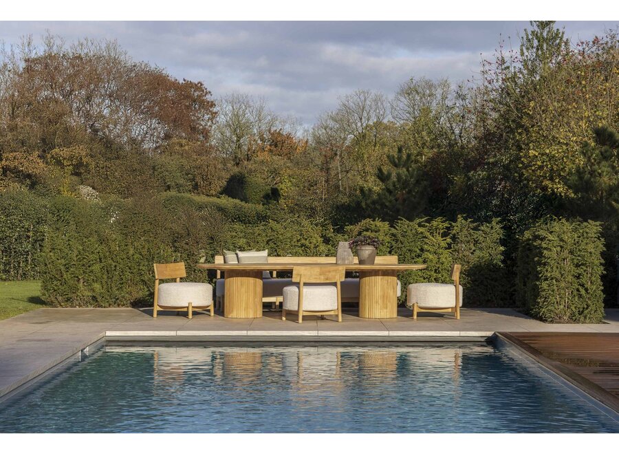 Low dining chair 'Murano' - Teak - Sand