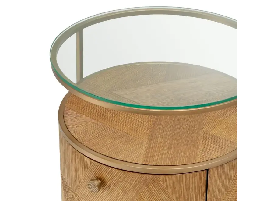 Table de Chevet 'Velutto' - Caramel carved oak veneer