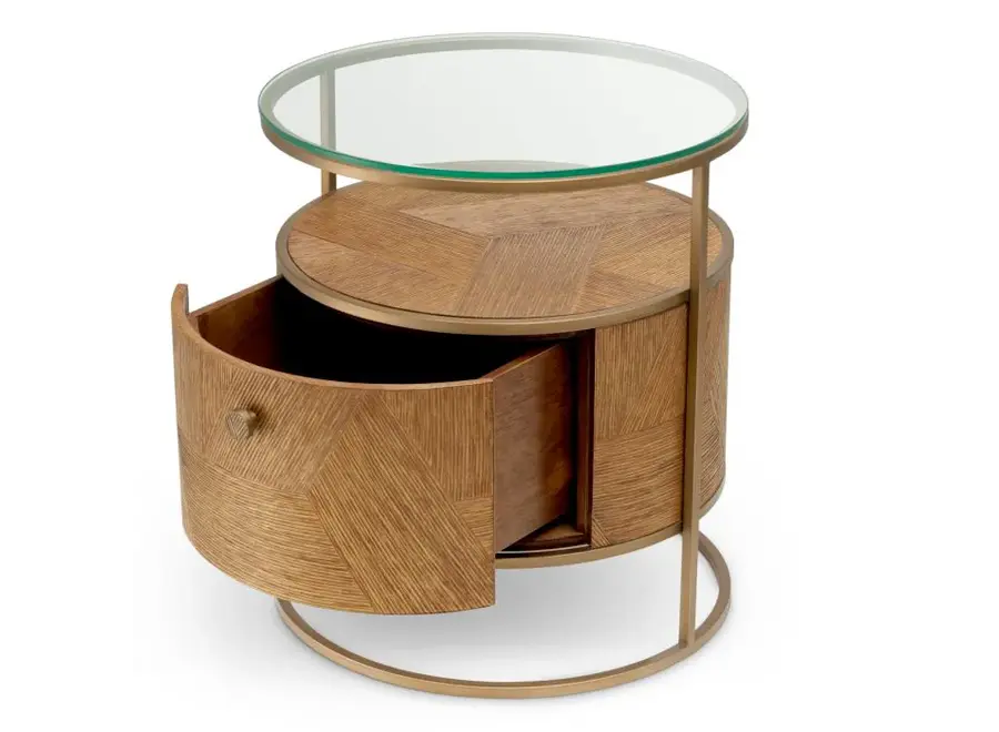 Table de Chevet 'Velutto' - Caramel carved oak veneer