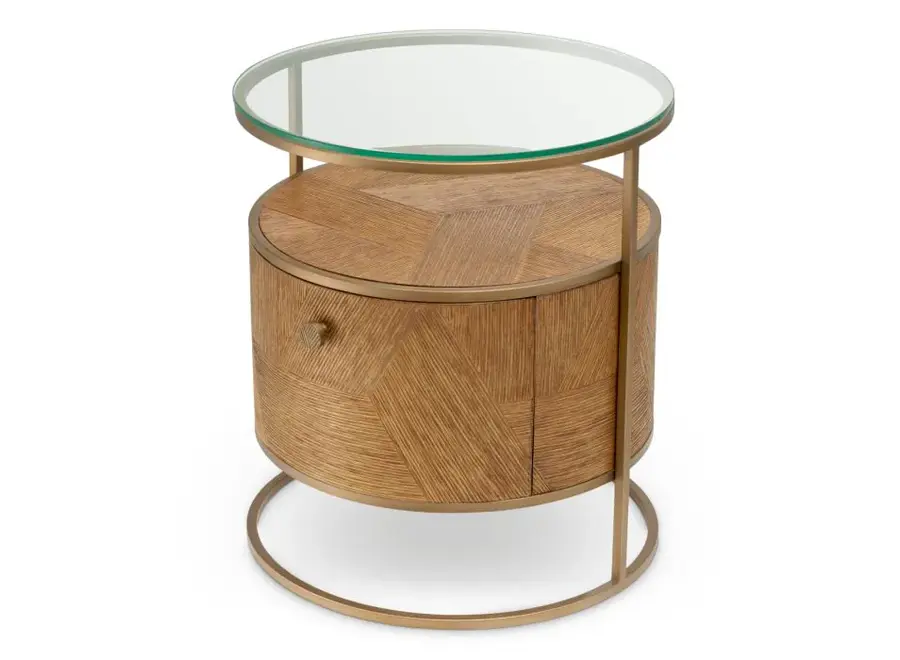 Table de Chevet 'Velutto' - Caramel carved oak veneer