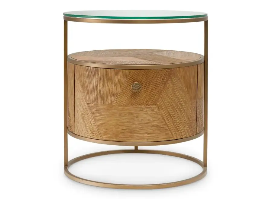 Bedside table 'Velutto' - Caramel carved oak veneer
