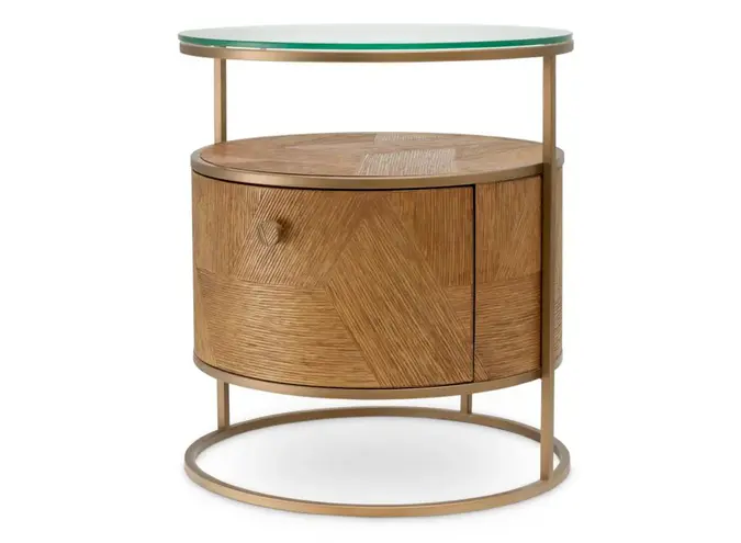 Nachttisch Velutto - Caramel carved oak veneer