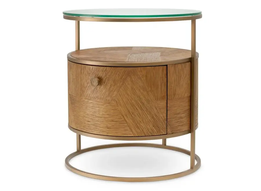 Table de Chevet Velutto - Caramel carved oak veneer