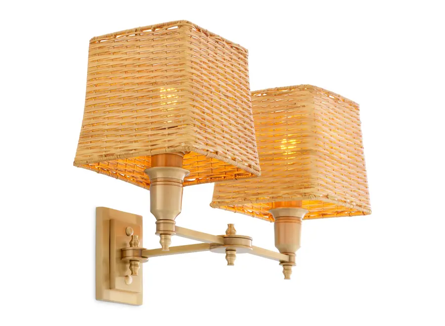 Wandlamp 'Lexington' - Double - Antique brass finish
