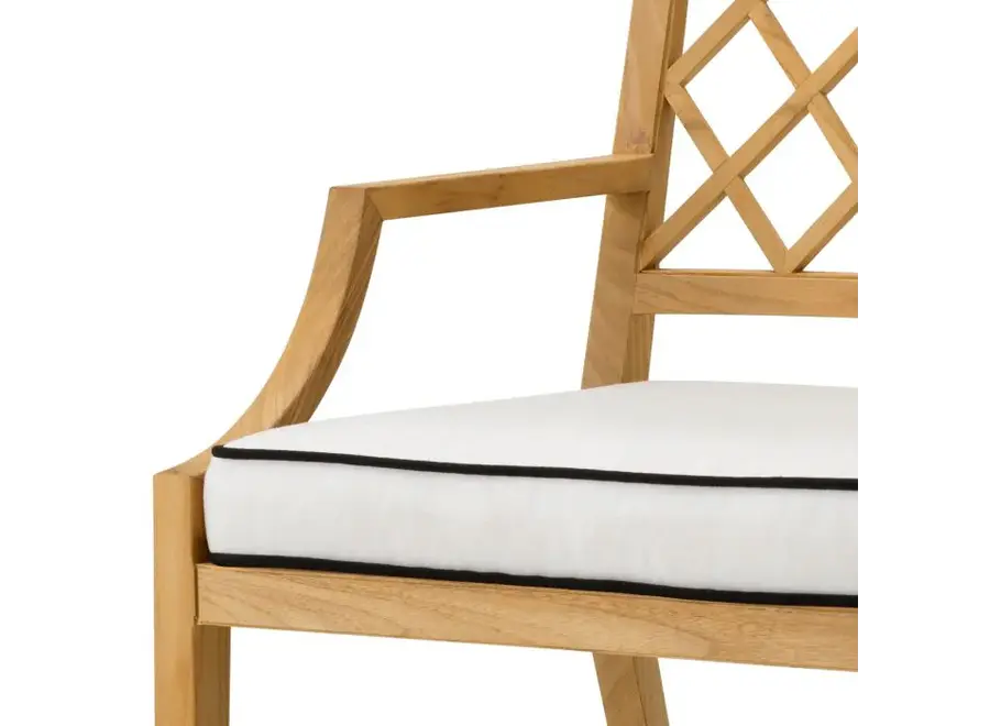 Outdoor dining chair 'Paladium' - With arm - Natural teak