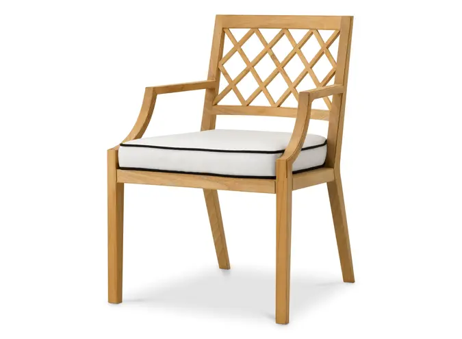Outdoor dining chair Paladium - With arm - Natural teak