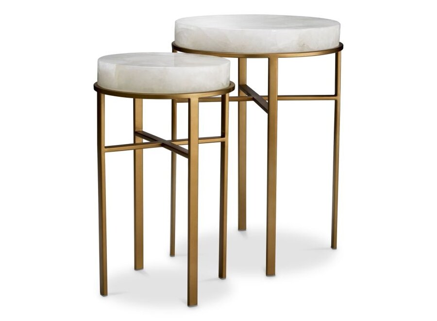 Beistelltisch 'Hoxton' - Set of 2 - Brass/Chrystal