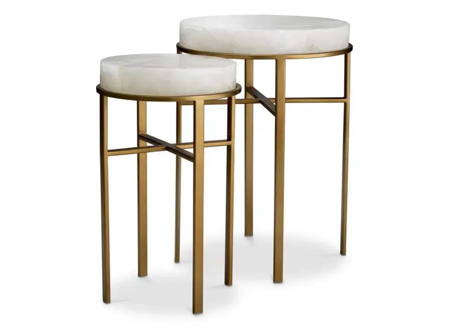 Table d'appoint 'Hoxton' - Set of 2 - Brass/Chrystal