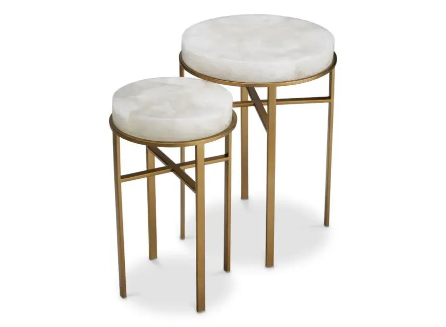 Beistelltisch 'Hoxton' - Set of 2 - Brass/Chrystal