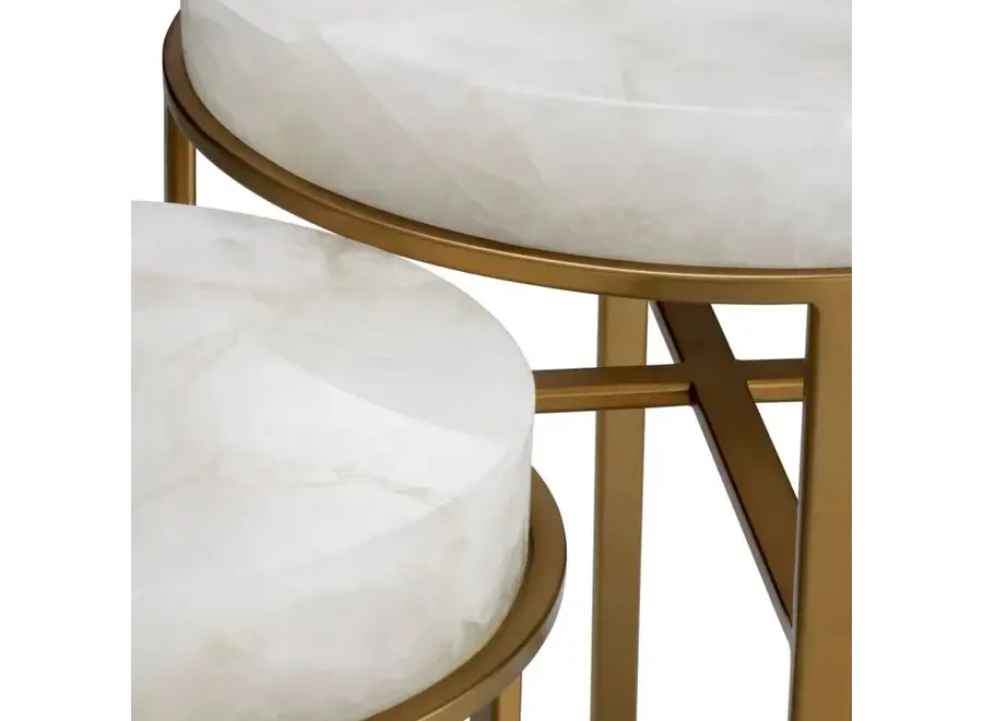 Table d'appoint 'Hoxton' - Set of 2 - Brass/Chrystal