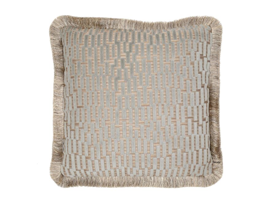 Kissen Davide Exclusive Iced Blue + Fringe Gold