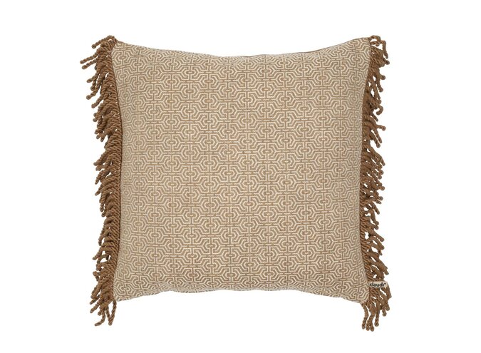 Kussen Mylano Dark Sand + Bullion Fringe dark gold