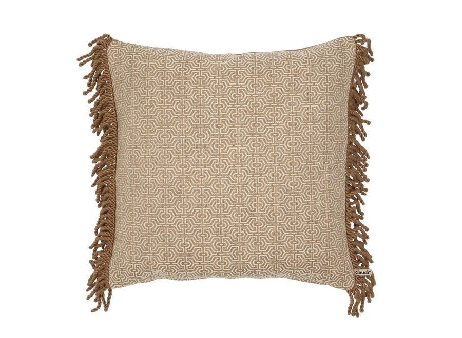Decorative cushion Mylano Dark Sand + Bullion Fringe dark gold