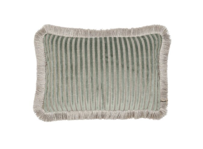 Coussin Zebulla Mint + Fringe Silver/Stone