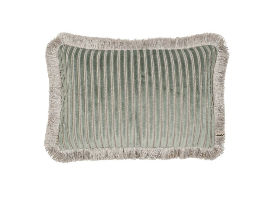 Kissen Zebulla Mint + Fringe Silver/Stone
