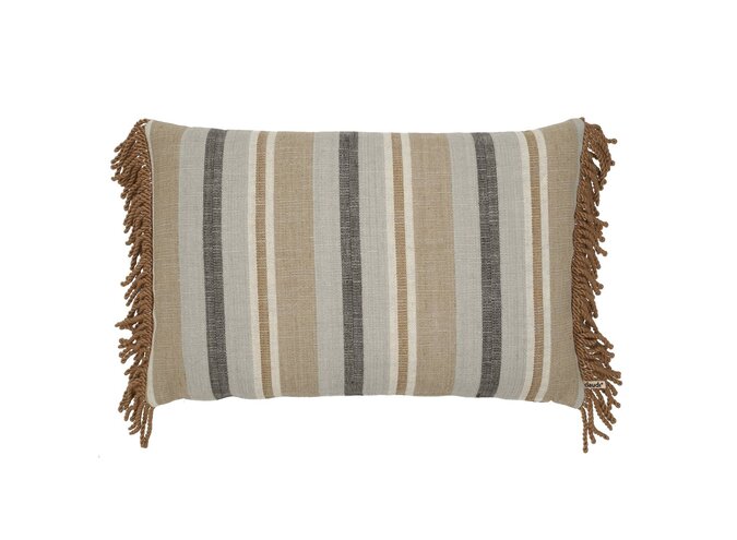 Cushion Viviano Sand/Anthracite + Bullion Fringe Dark Gold