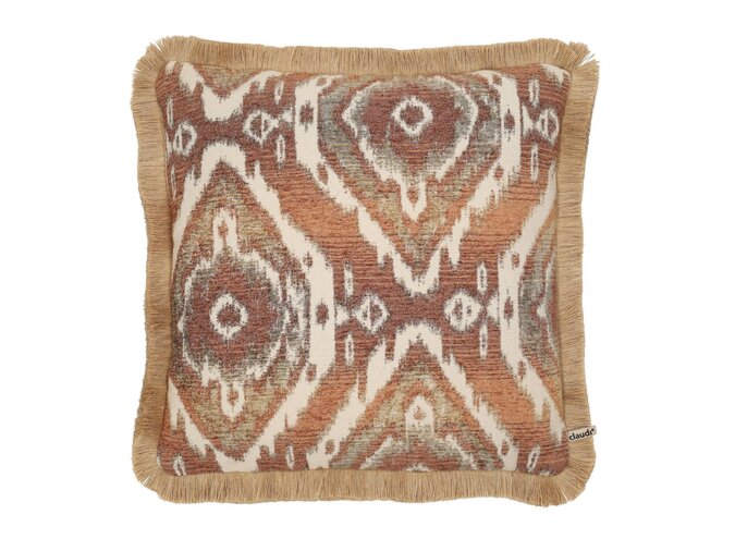 Kissen Trendus Orange/Brique + Bullion Fringe Jute