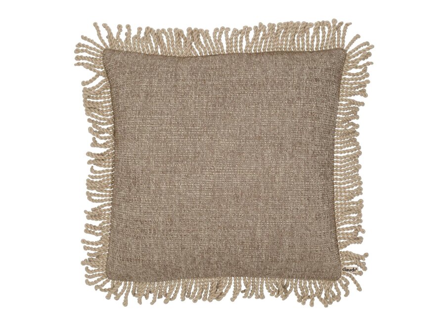 Dekoratives Kissen Subala Light Brown + Bullion Fringe Linen