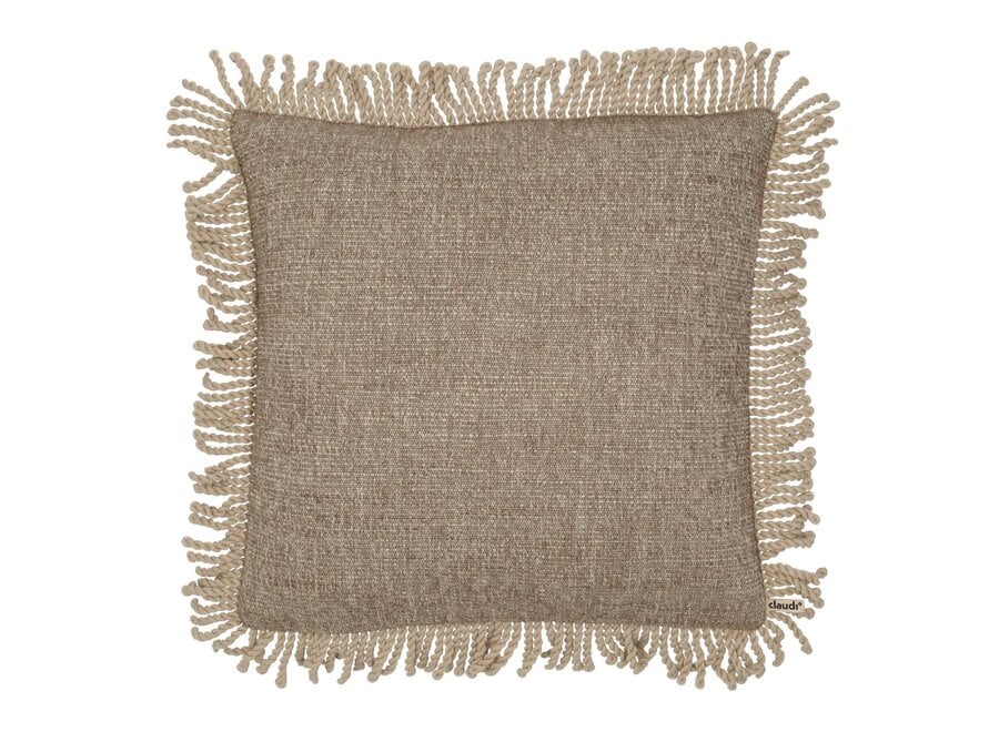 Kussen Subala Light Brown + Bullion Fringe Linen