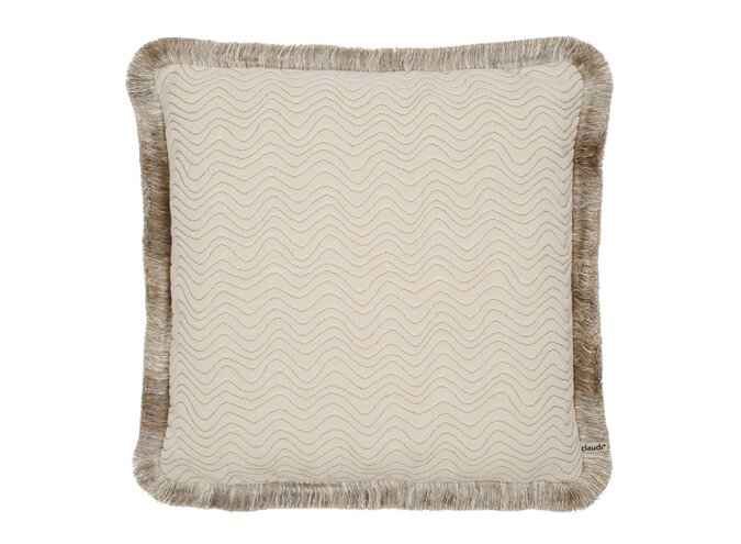 Cushion Scrolla Exclusive Natural + Fringe Gold