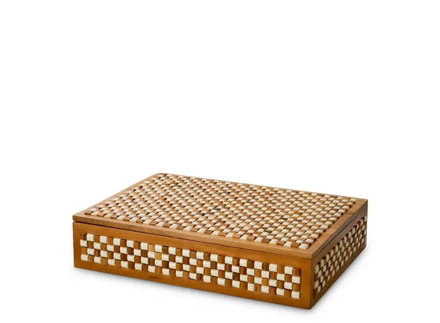 Luxe bewaardoos 'Cavendish' - L - White & brown beads