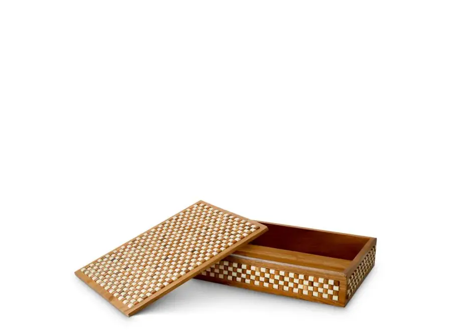 Boîte  luxe 'Cavendish' - L - White & brown beads