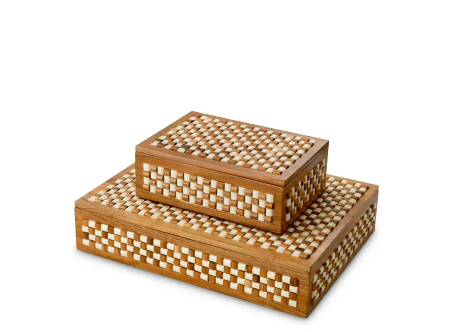 Boîte  luxe 'Cavendish' - L - White & brown beads