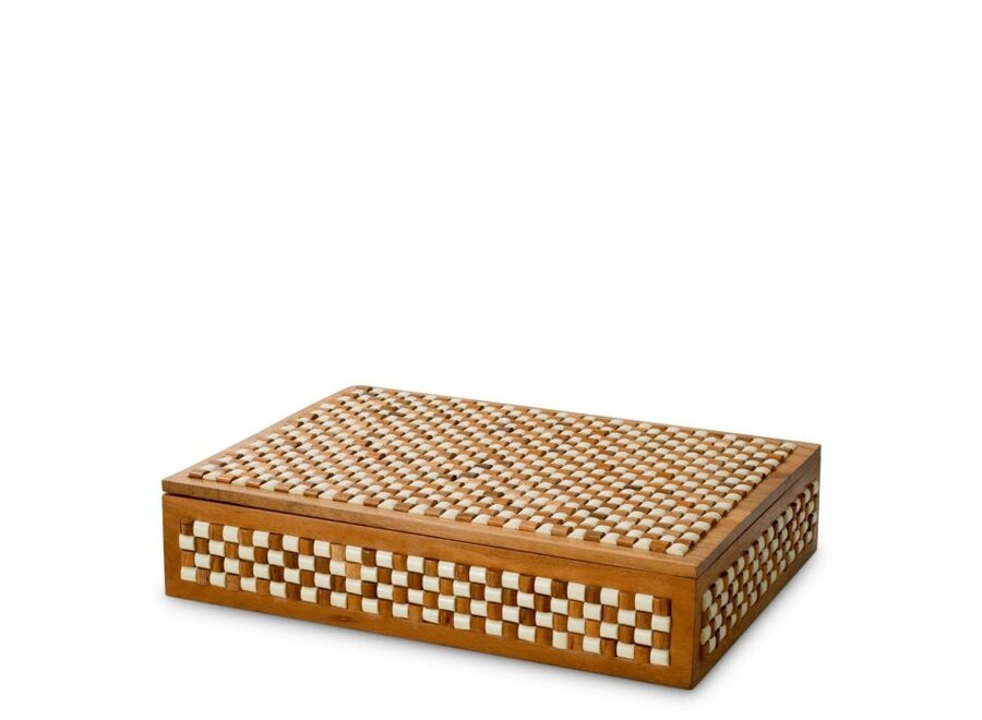 Boîte  luxe 'Cavendish' - L - White & brown beads