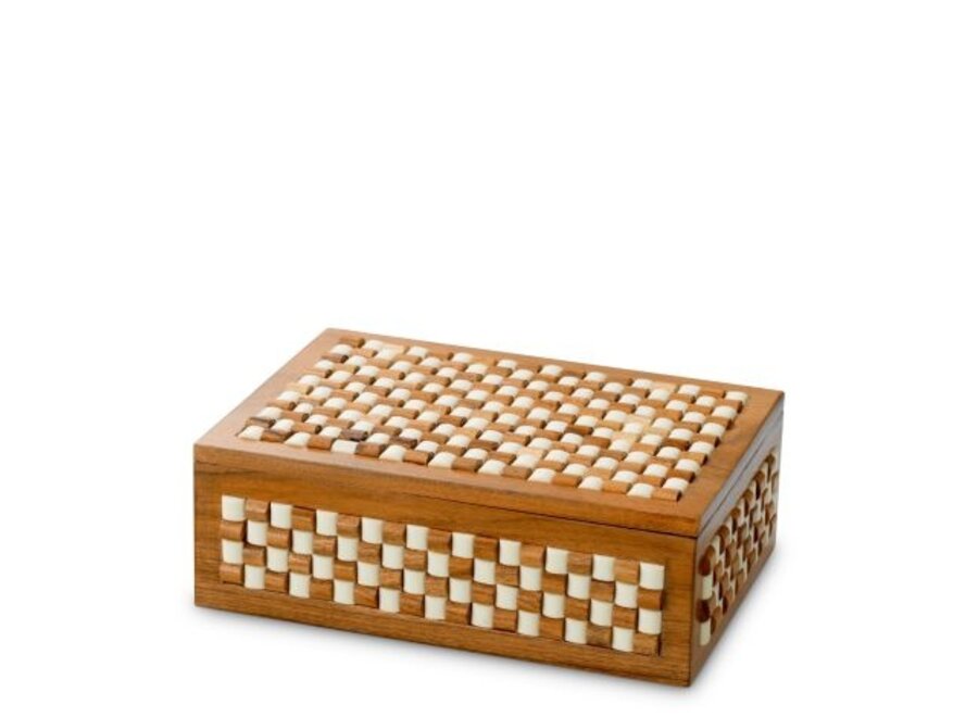 Boîte  luxe 'Cavendish' - L - White & brown beads