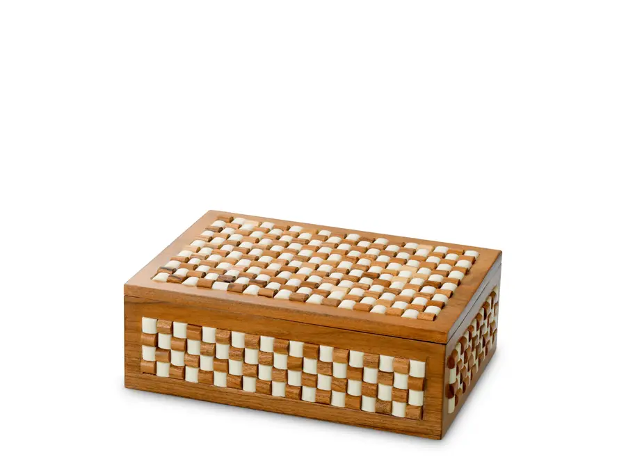 Luxe bewaardoos Cavendish - S - White & brown beads