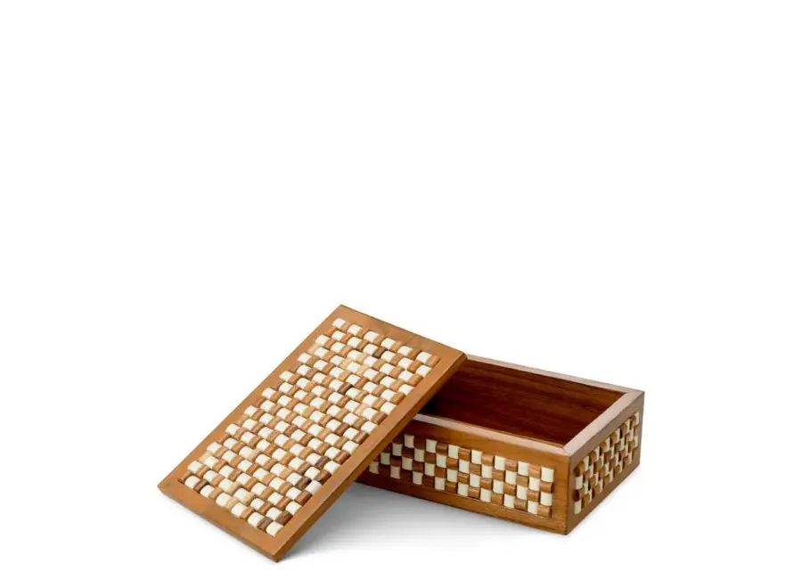 Luxury storage box 'Cavendish' - S - White & brown beads