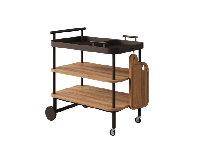 Serving trolly 'Loreto' - Bronze/Teak
