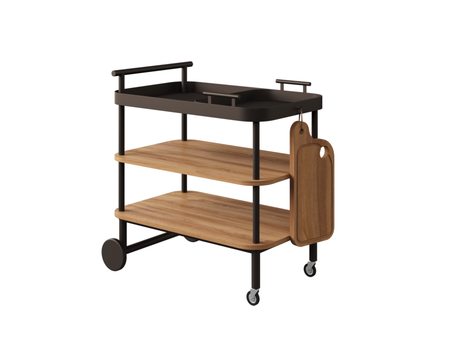 Serving trolly 'Loreto' - Bronze/Teak