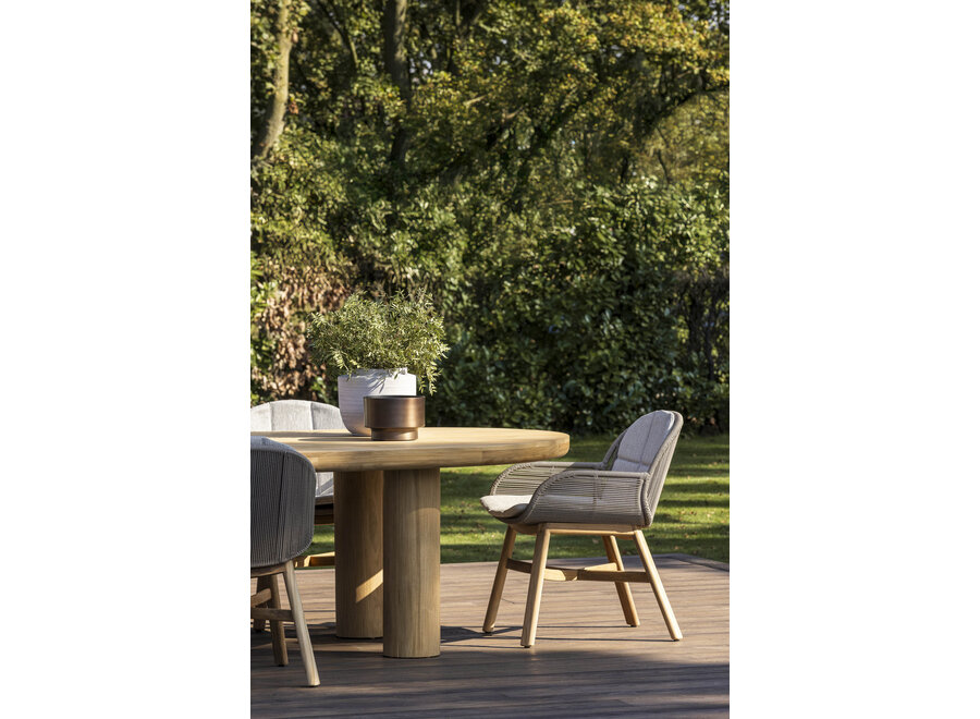 Dining chair 'Barrel' - Teak/Sepia grey